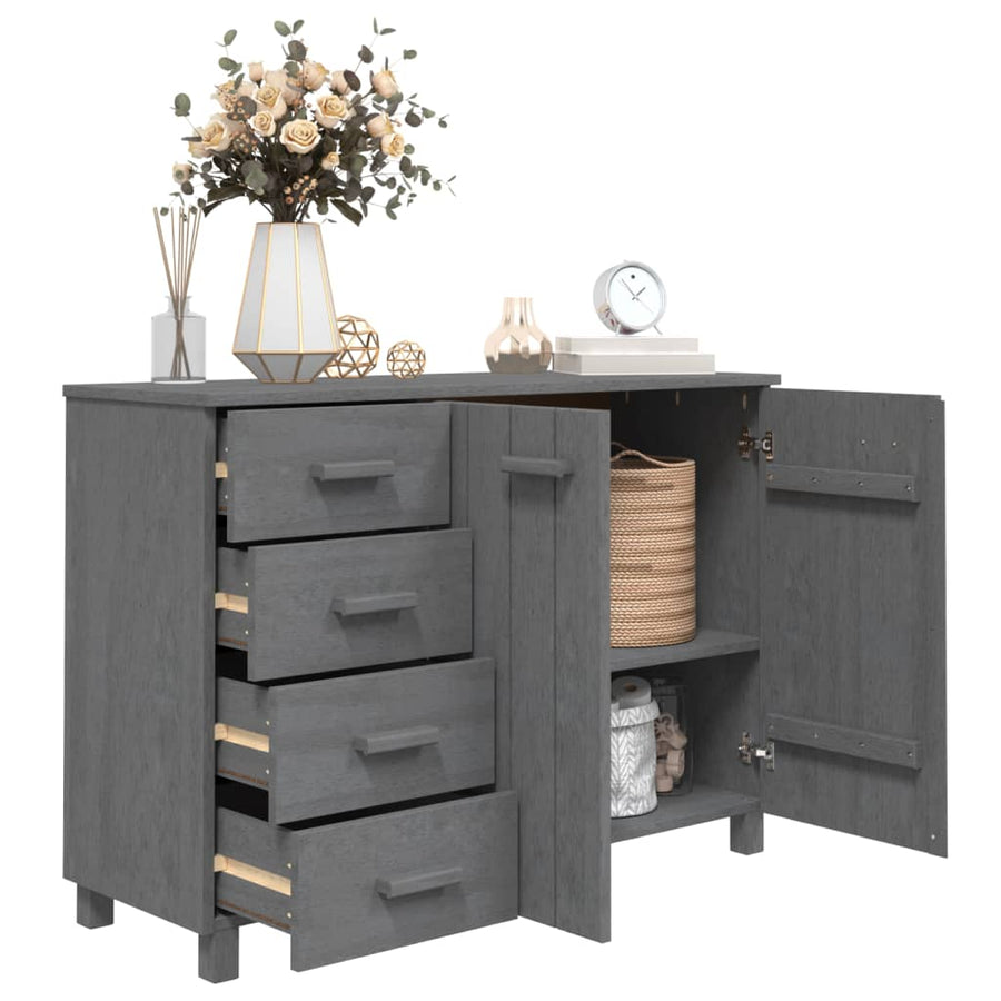 Dressoir Hamar 113X40X80 Cm Massief Grenenhout Donkergrijs