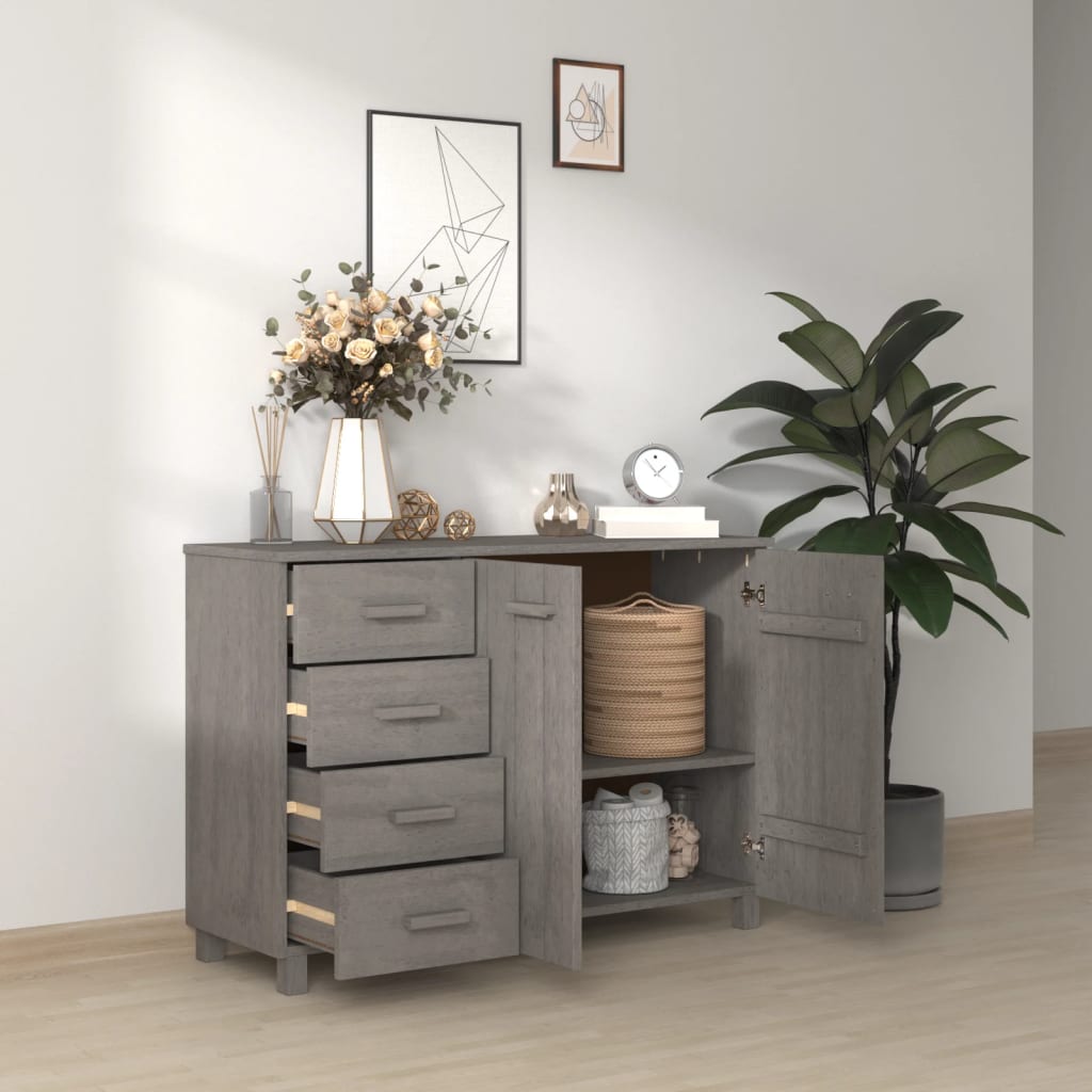 Dressoir Hamar 113X40X80 Cm Massief Grenenhout Lichtgrijs