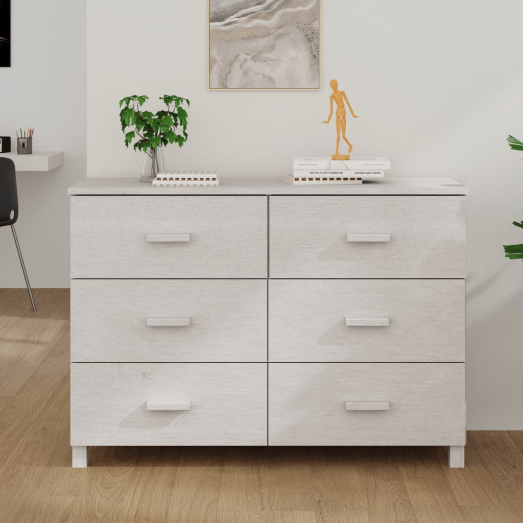 Dressoir Hamar 113X40X80 Cm Massief Grenenhout Wit