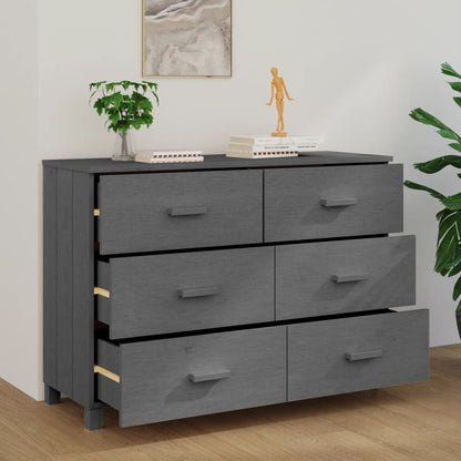 Dressoir Hamar 3X40X80 Cm Massief Grenenhout Donkergrijs