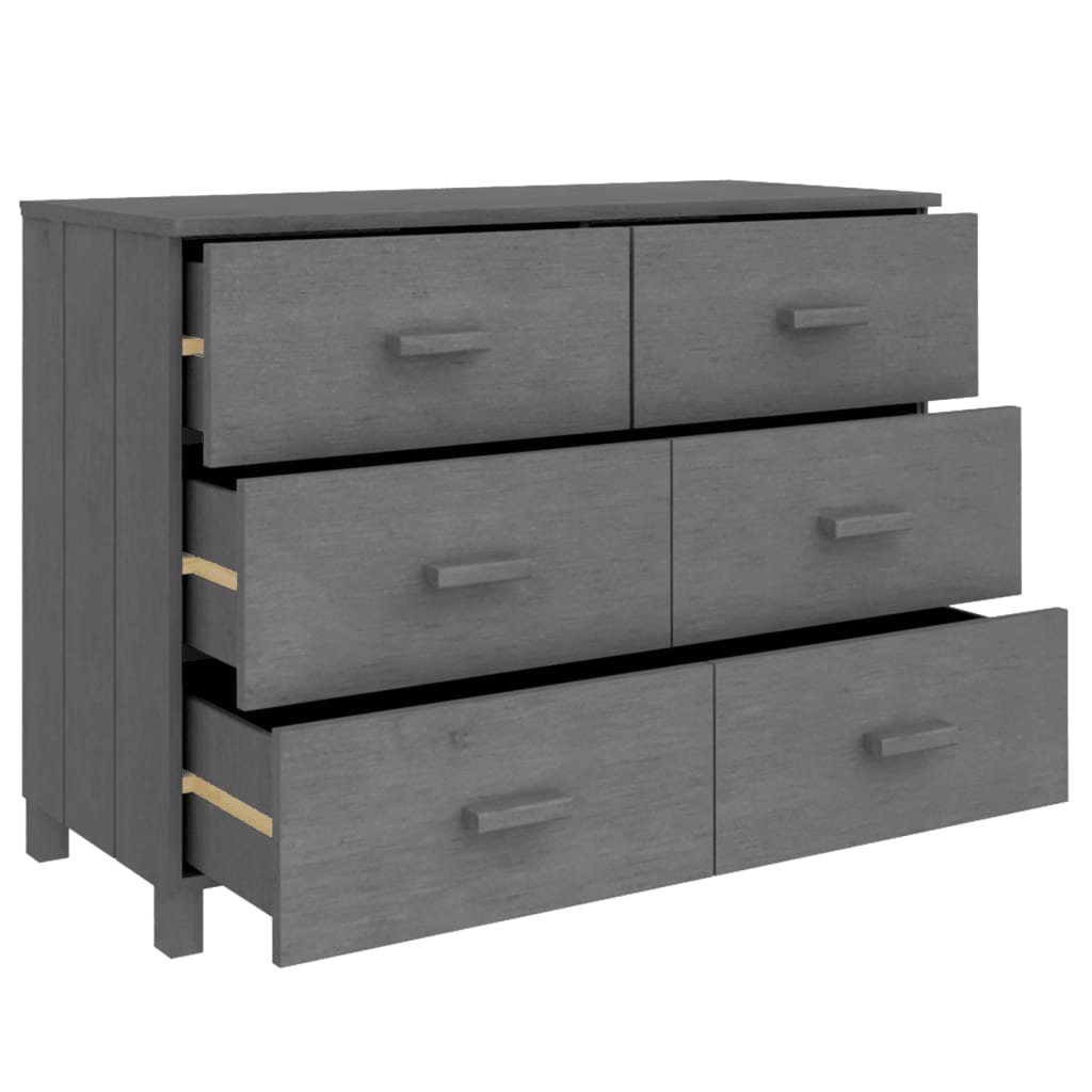 Dressoir Hamar 3X40X80 Cm Massief Grenenhout Donkergrijs