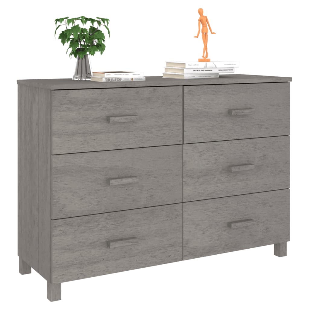 Dressoir Hamar 113X40X80 Cm Massief Grenenhout Lichtgrijs