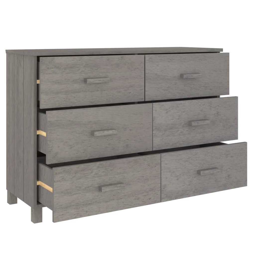 Dressoir Hamar 113X40X80 Cm Massief Grenenhout Lichtgrijs
