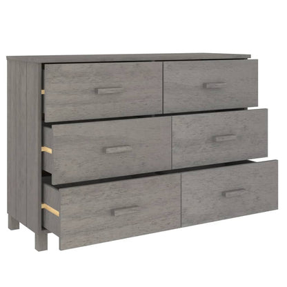 Dressoir Hamar 113X40X80 Cm Massief Grenenhout Lichtgrijs