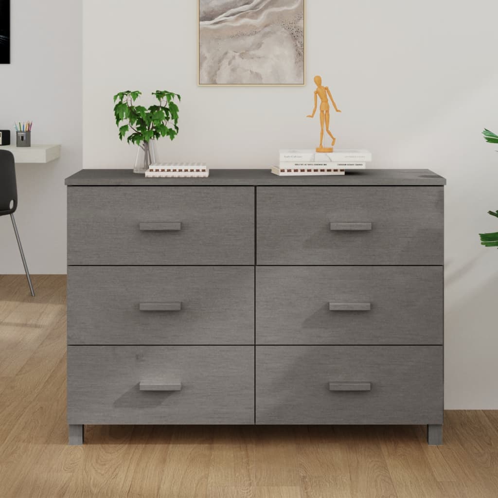 Dressoir Hamar 113X40X80 Cm Massief Grenenhout Lichtgrijs