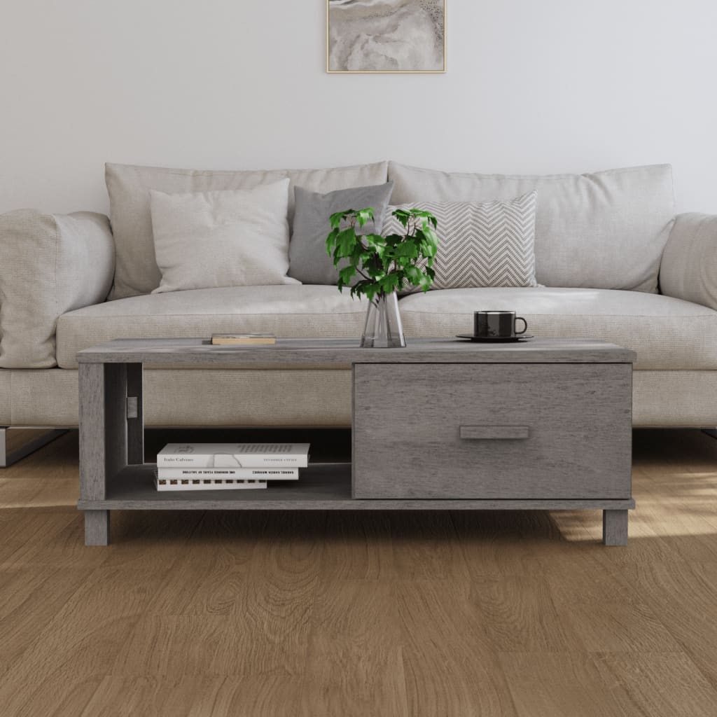 Salontafel Hamar 00X55X35 Cm Massief Grenenhout Lichtgrijs