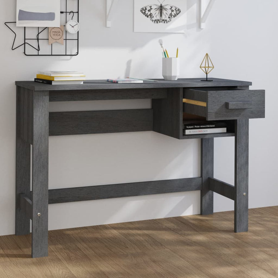 Bureau HAMAR 110x40x75 cm massief grenenhout donkergrijs Donkergrijs