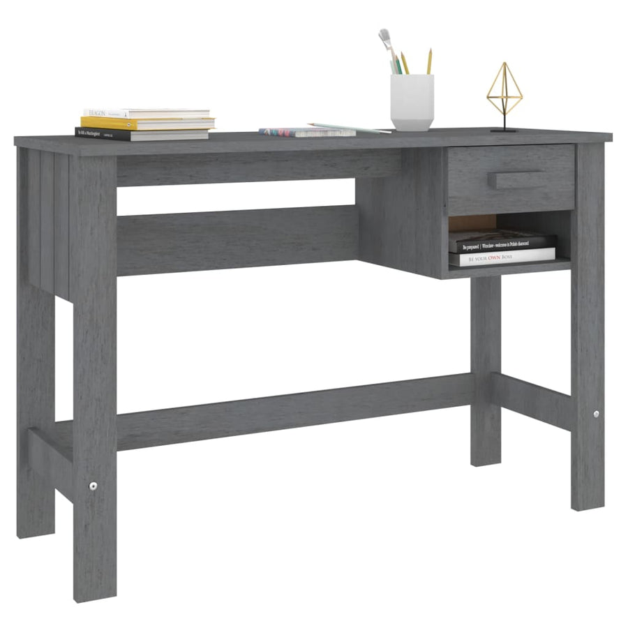 Bureau HAMAR 110x40x75 cm massief grenenhout donkergrijs Donkergrijs