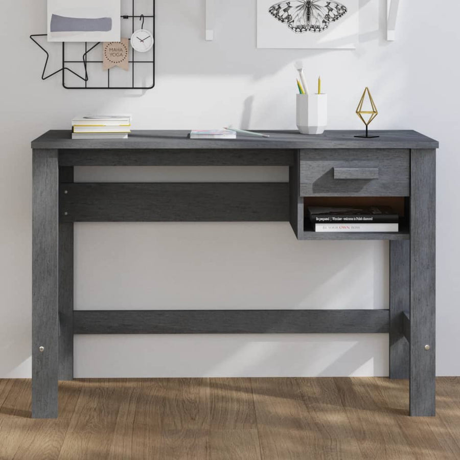 Bureau HAMAR 110x40x75 cm massief grenenhout donkergrijs Donkergrijs