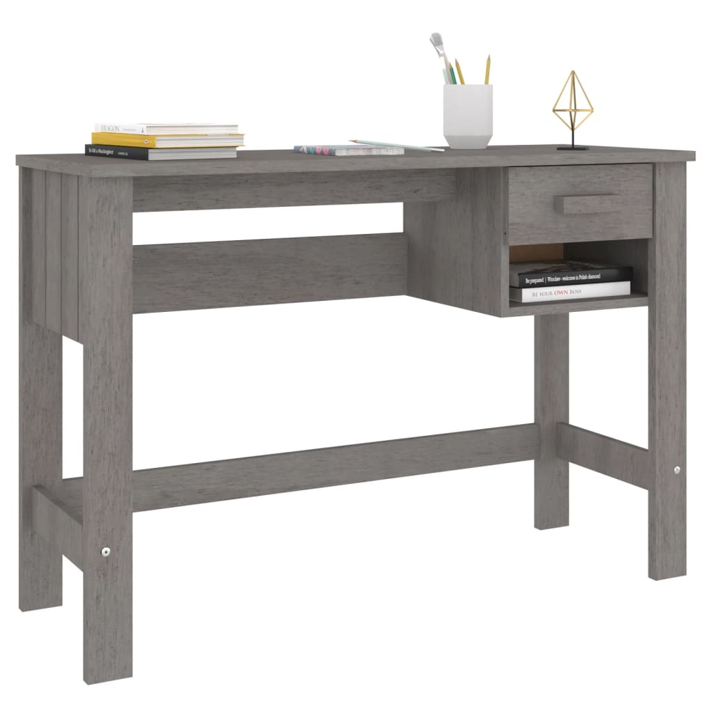 Bureau Hamar 110X40X75 Cm Massief Grenenhout Lichtgrijs