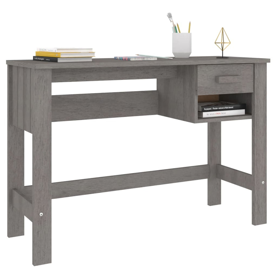 Bureau Hamar 110X40X75 Cm Massief Grenenhout Lichtgrijs