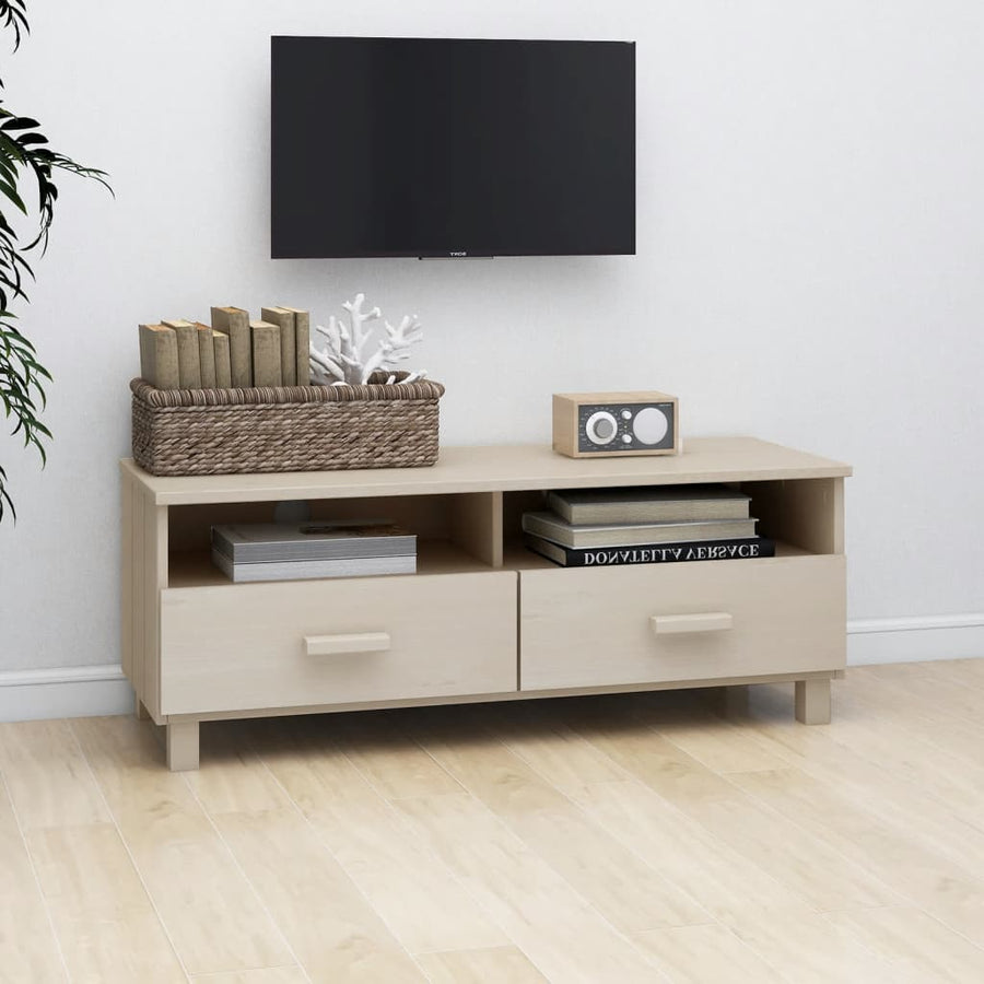 Tv-Meubel Hamar 06X40X40 Cm Massief Grenenhout Honingbruin