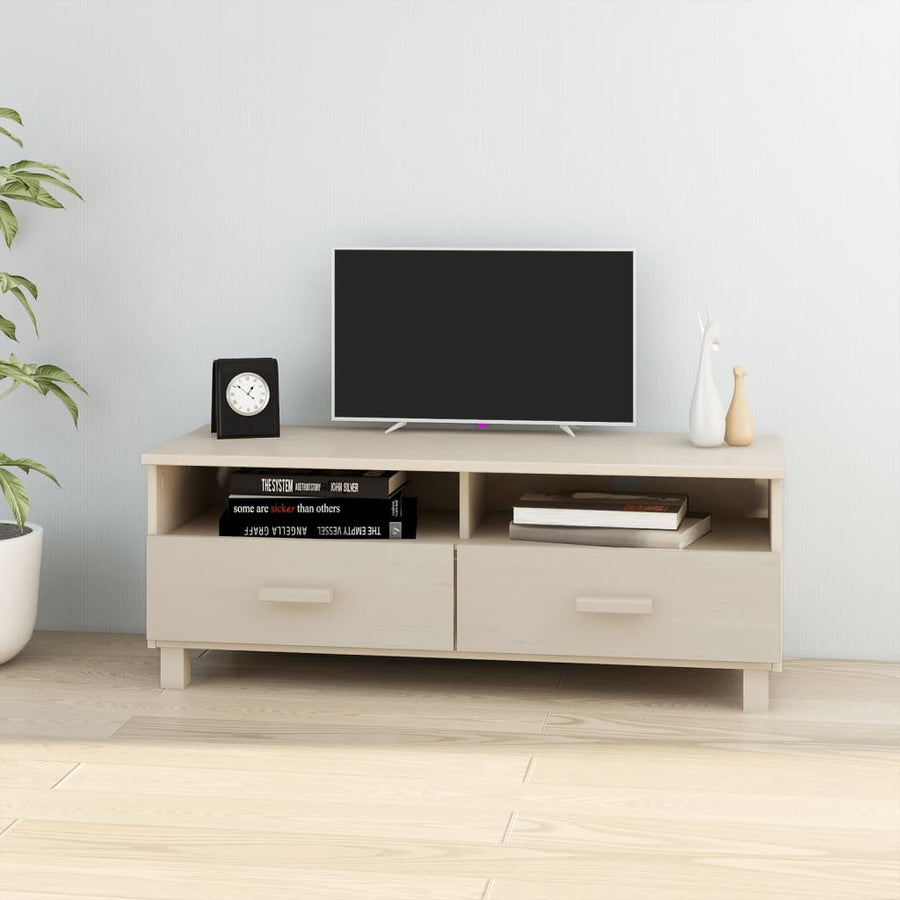 Tv-Meubel Hamar 06X40X40 Cm Massief Grenenhout Honingbruin