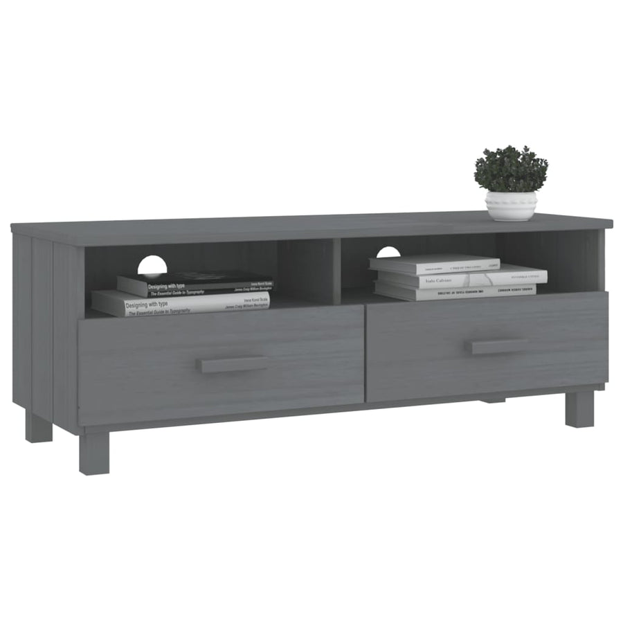 Tv-Meubel Hamar 06X40X40 Cm Massief Grenenhout Donkergrijs