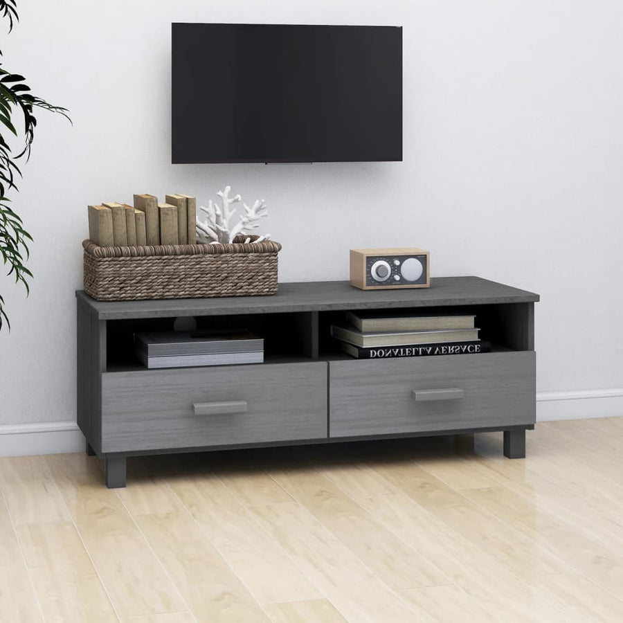 Tv-Meubel Hamar 06X40X40 Cm Massief Grenenhout Donkergrijs