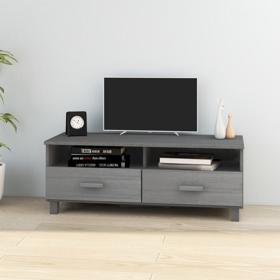 Tv-Meubel Hamar 06X40X40 Cm Massief Grenenhout Donkergrijs