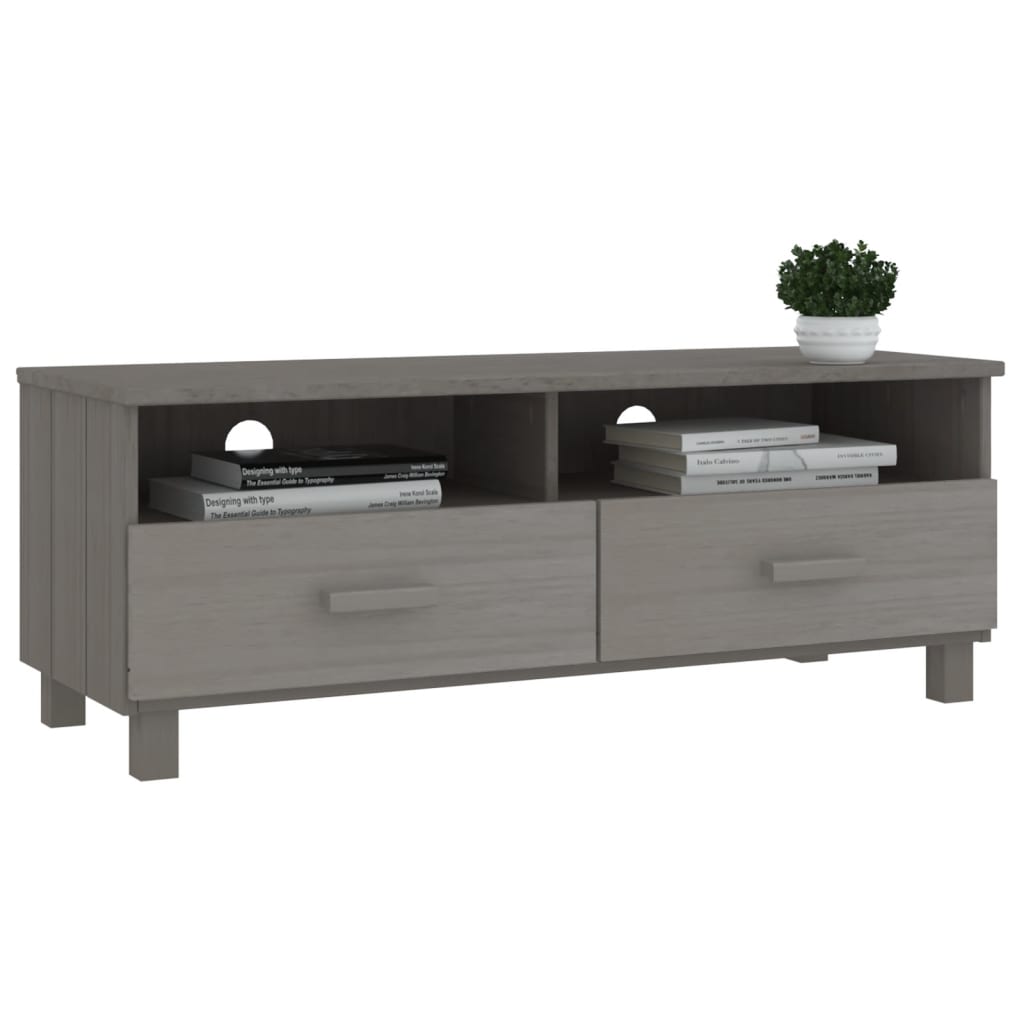 Tv-Meubel Hamar 06X40X40 Cm Massief Grenenhout Lichtgrijs