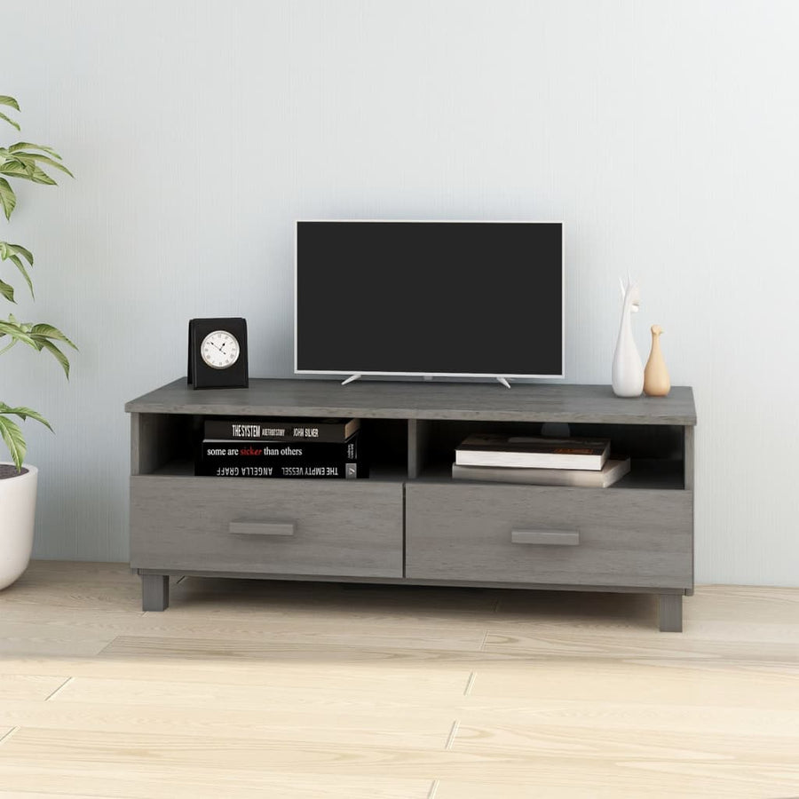 Tv-Meubel Hamar 06X40X40 Cm Massief Grenenhout Lichtgrijs