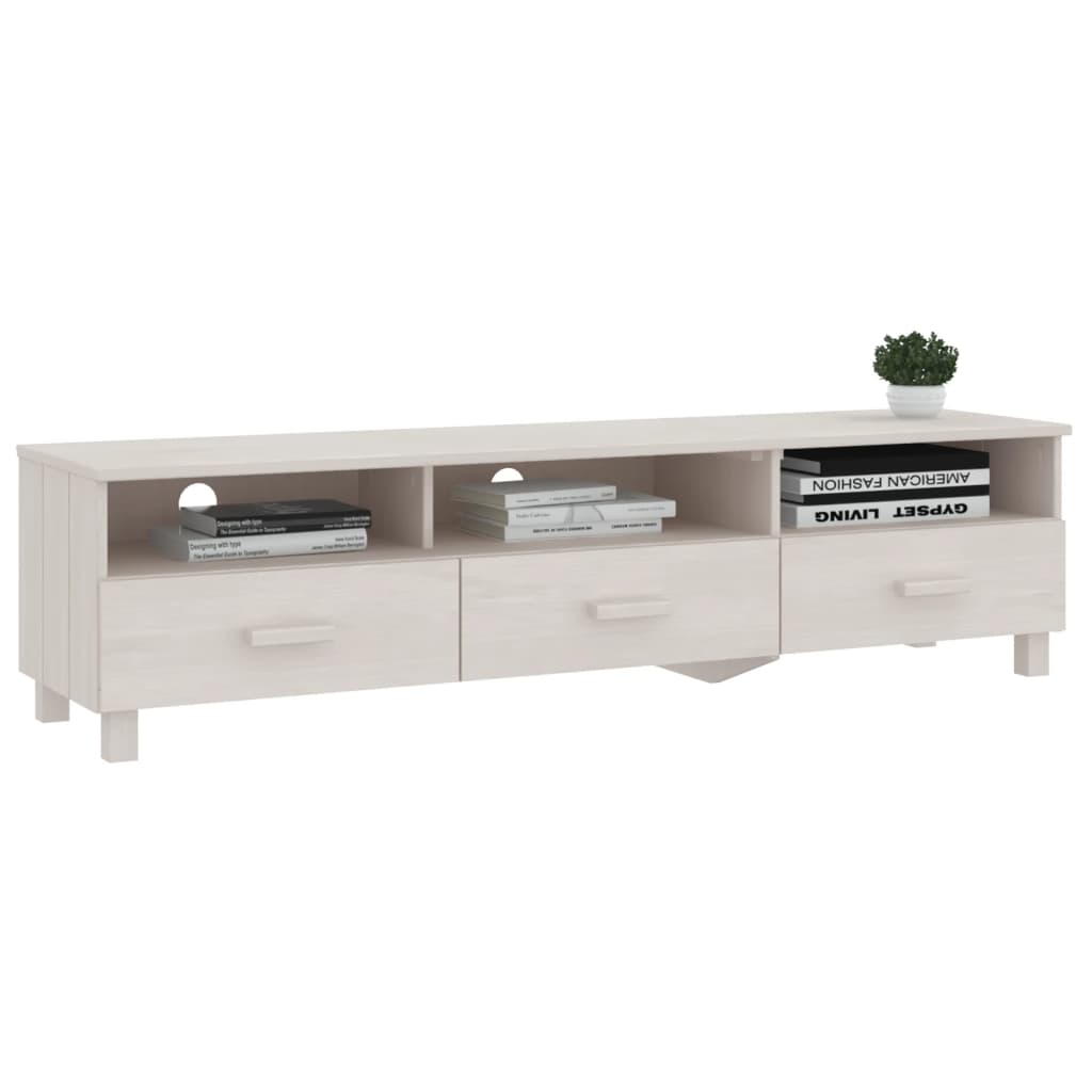 Tv-Meubel Hamar 58X40X40 Cm Massief Grenenhout Wit