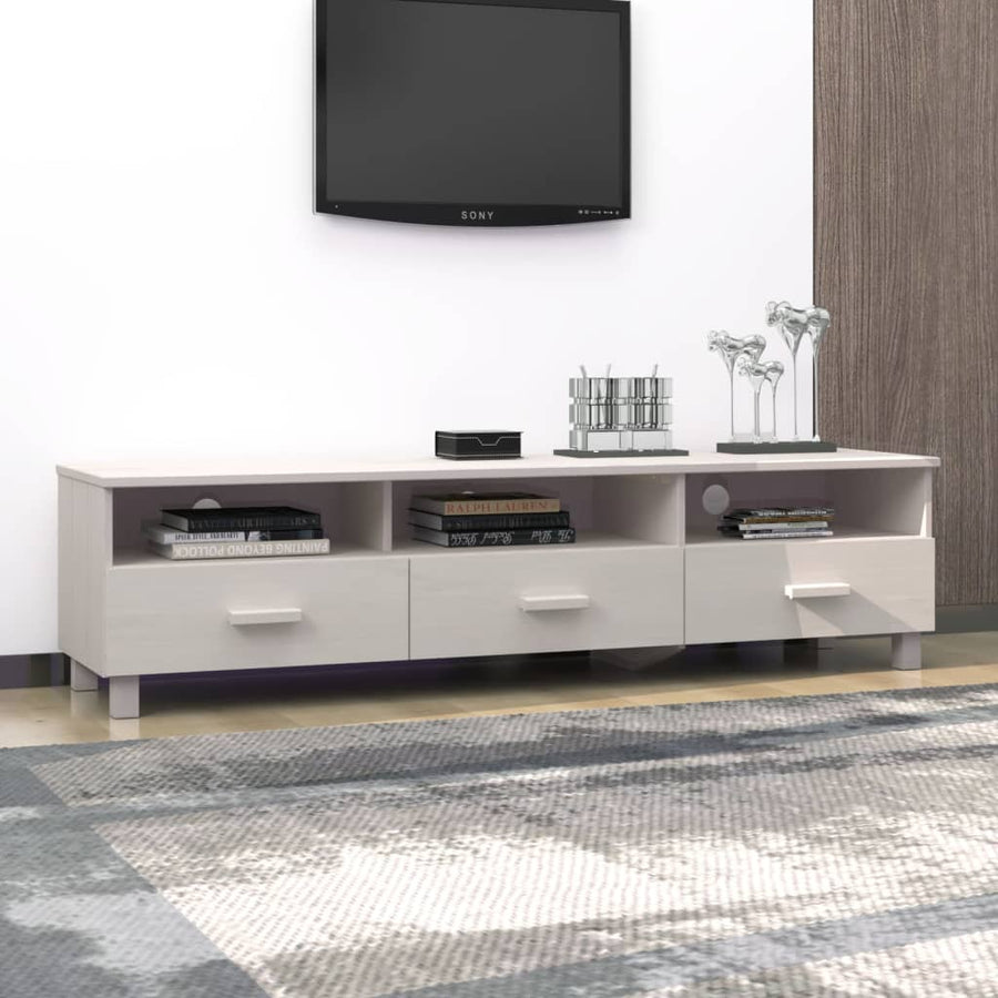 Tv-Meubel Hamar 58X40X40 Cm Massief Grenenhout Wit