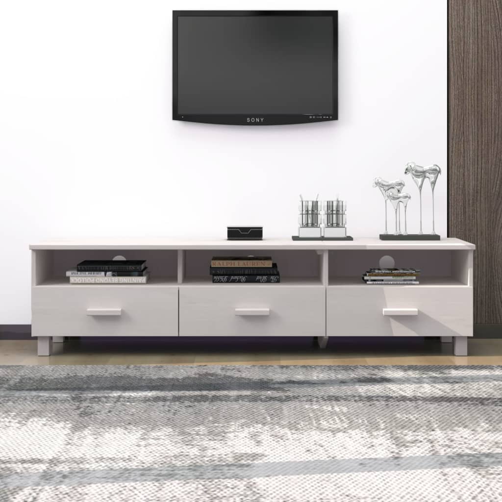 Tv-Meubel Hamar 58X40X40 Cm Massief Grenenhout Wit