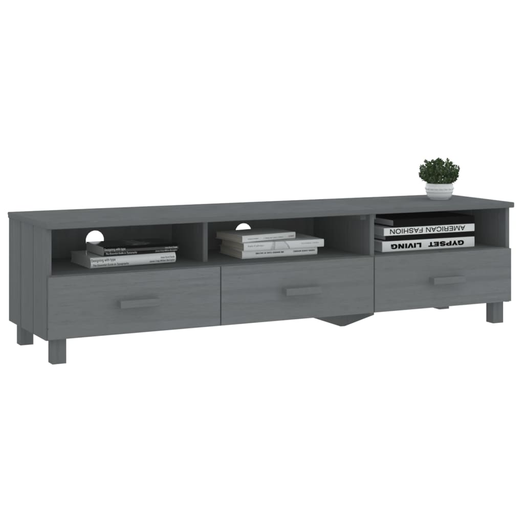 Tv-Meubel Hamar 58X40X40 Cm Massief Grenenhout Donkergrijs