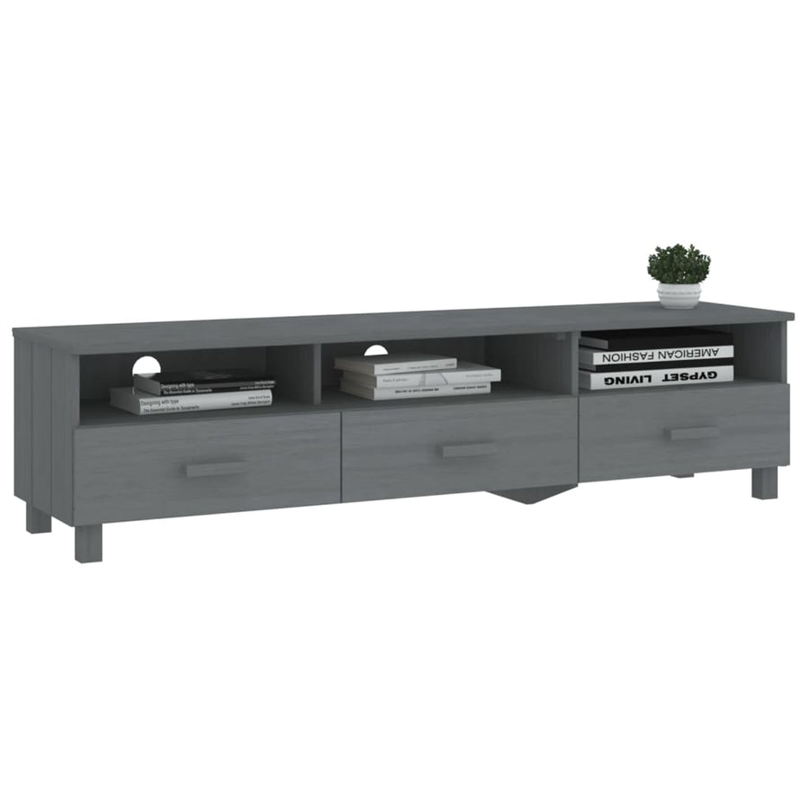 Tv-Meubel Hamar 58X40X40 Cm Massief Grenenhout Donkergrijs