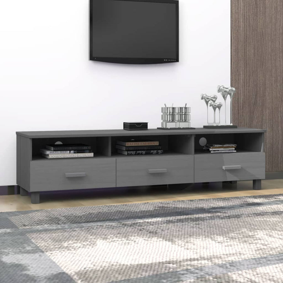 Tv-Meubel Hamar 58X40X40 Cm Massief Grenenhout Donkergrijs