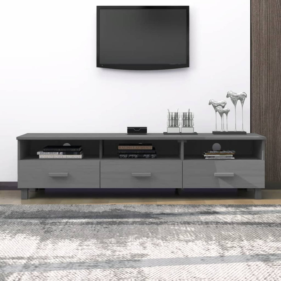 Tv-Meubel Hamar 58X40X40 Cm Massief Grenenhout Donkergrijs