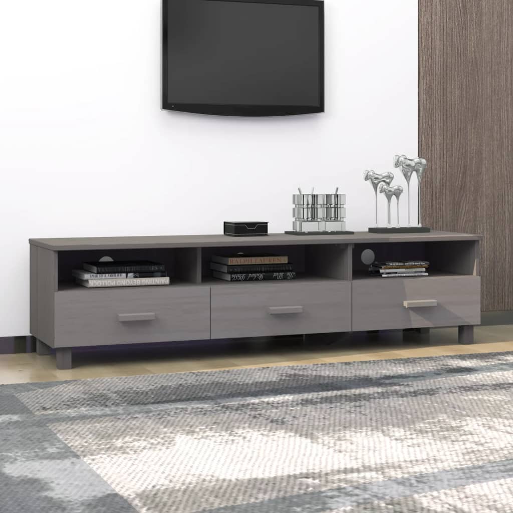 Tv-Meubel Hamar 58X40X40 Cm Massief Grenenhout Lichtgrijs