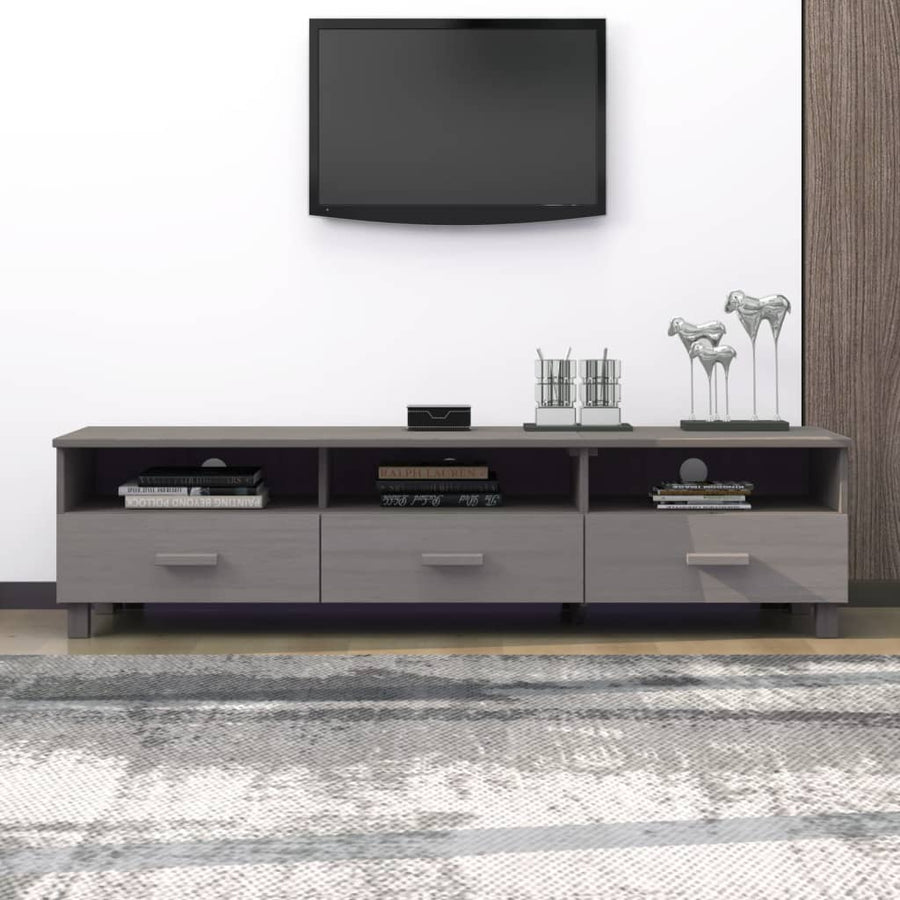 Tv-Meubel Hamar 58X40X40 Cm Massief Grenenhout Lichtgrijs