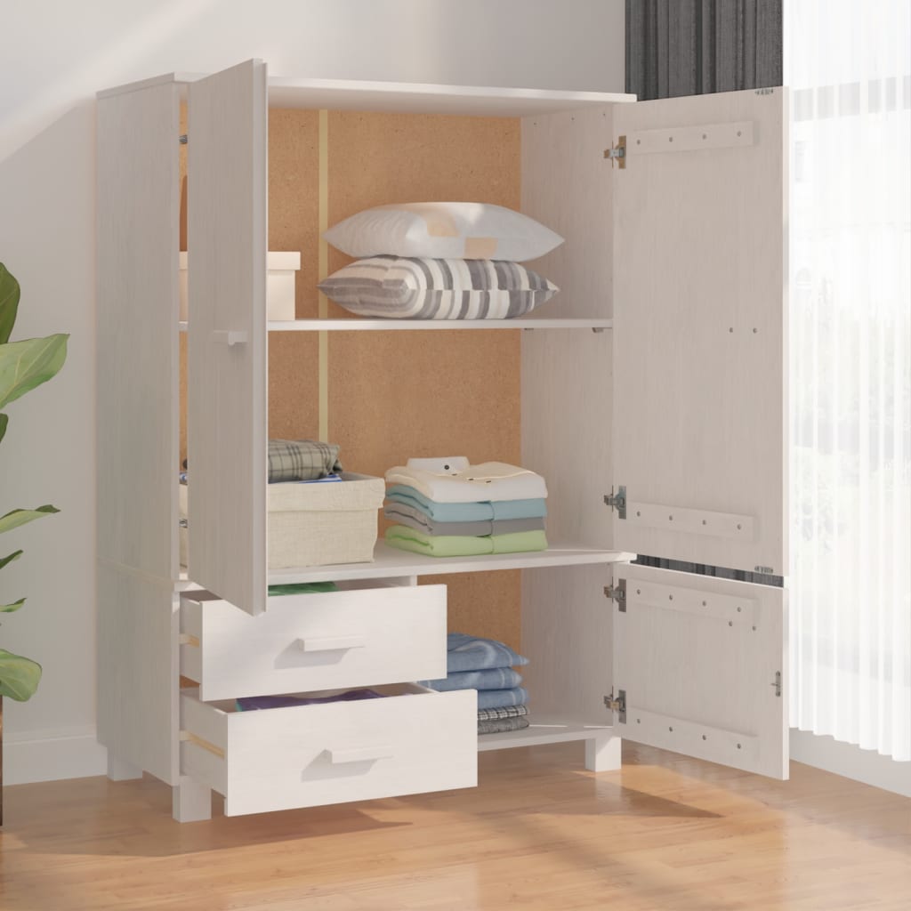 Kledingkast HAMAR 99x45x137 cm massief grenenhout wit