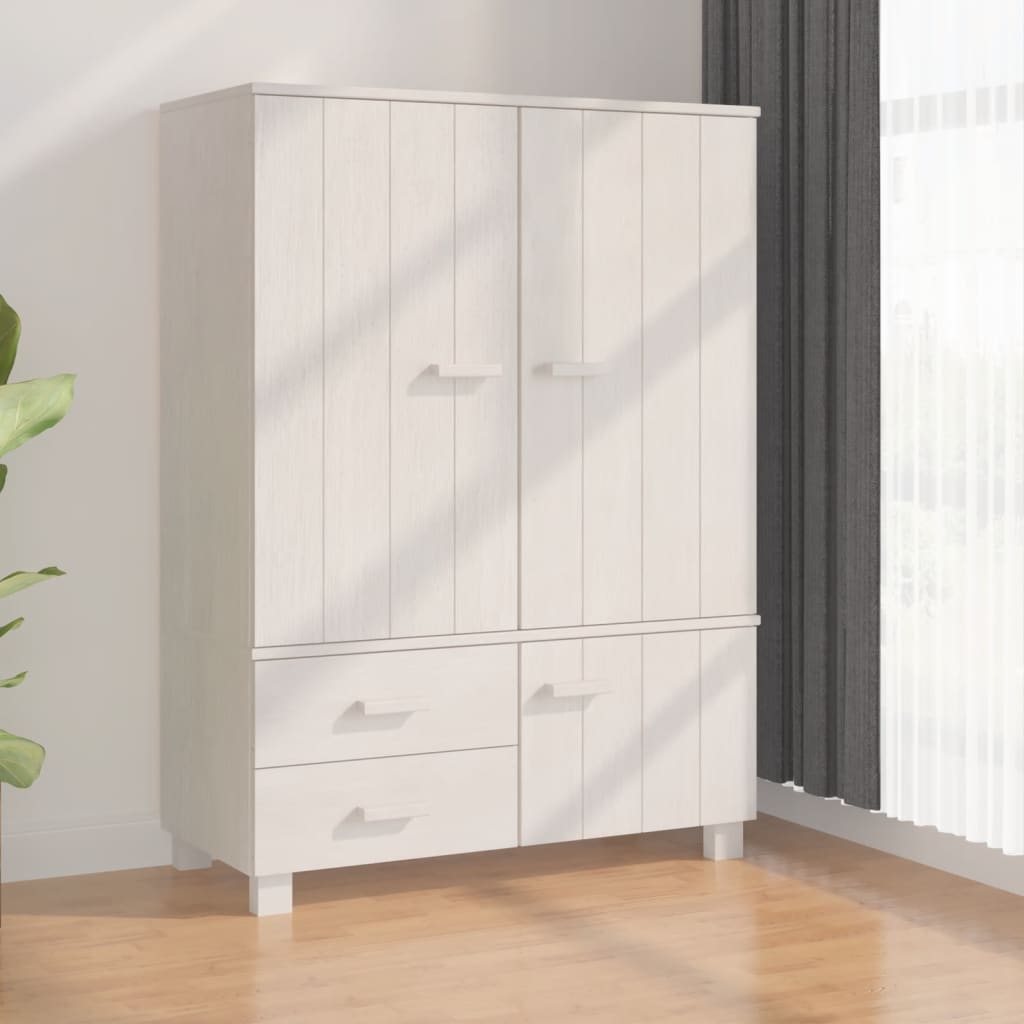 Kledingkast HAMAR 99x45x137 cm massief grenenhout wit