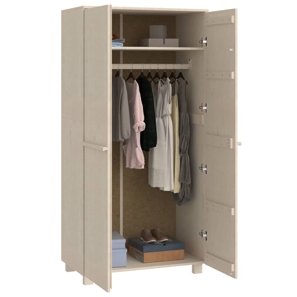 Kledingkast Hamar 89X50X180 Cm Massief Grenenhout Honing Bruin