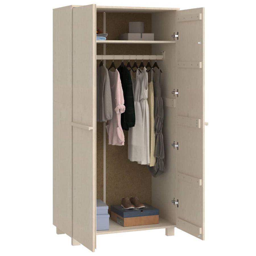 Kledingkast Hamar 89X50X180 Cm Massief Grenenhout Honing Bruin