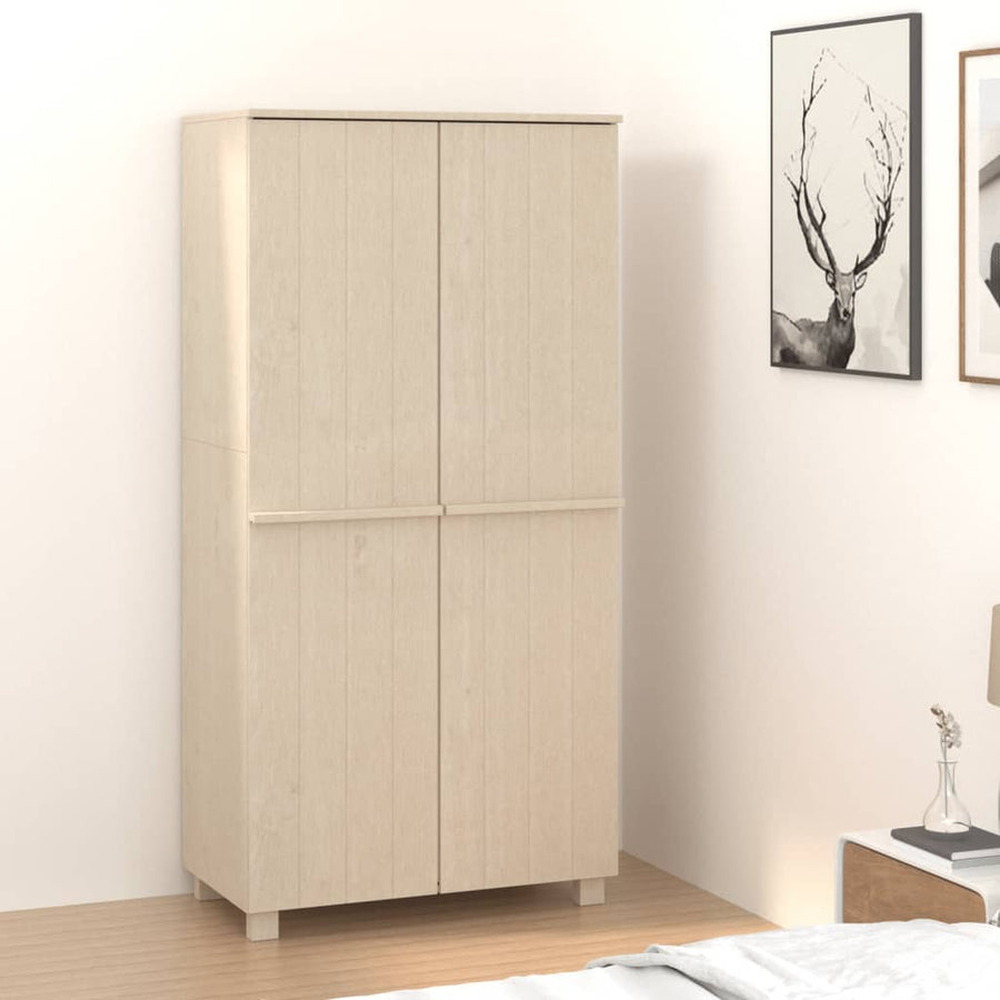 Kledingkast Hamar 89X50X180 Cm Massief Grenenhout Honing Bruin