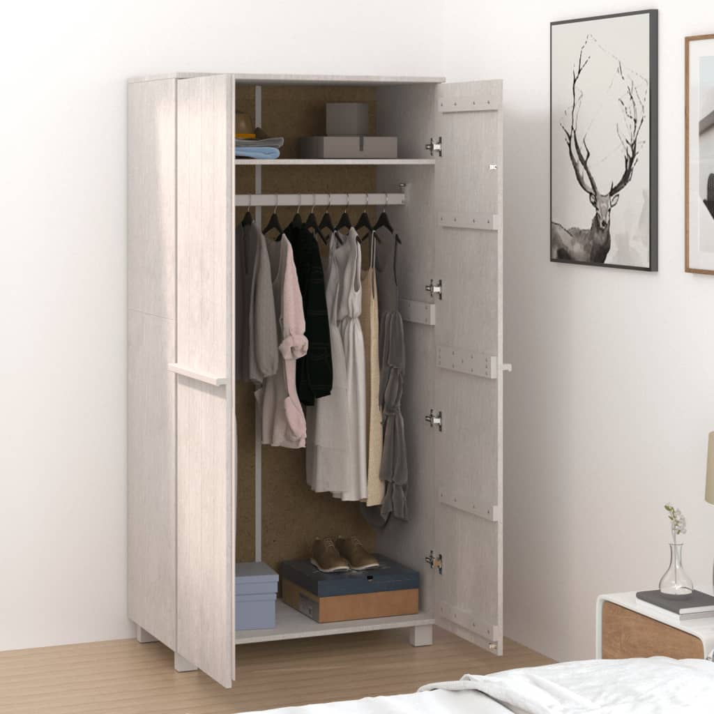Kledingkast Hamar 89X50X180 Cm Massief Grenenhout Wit