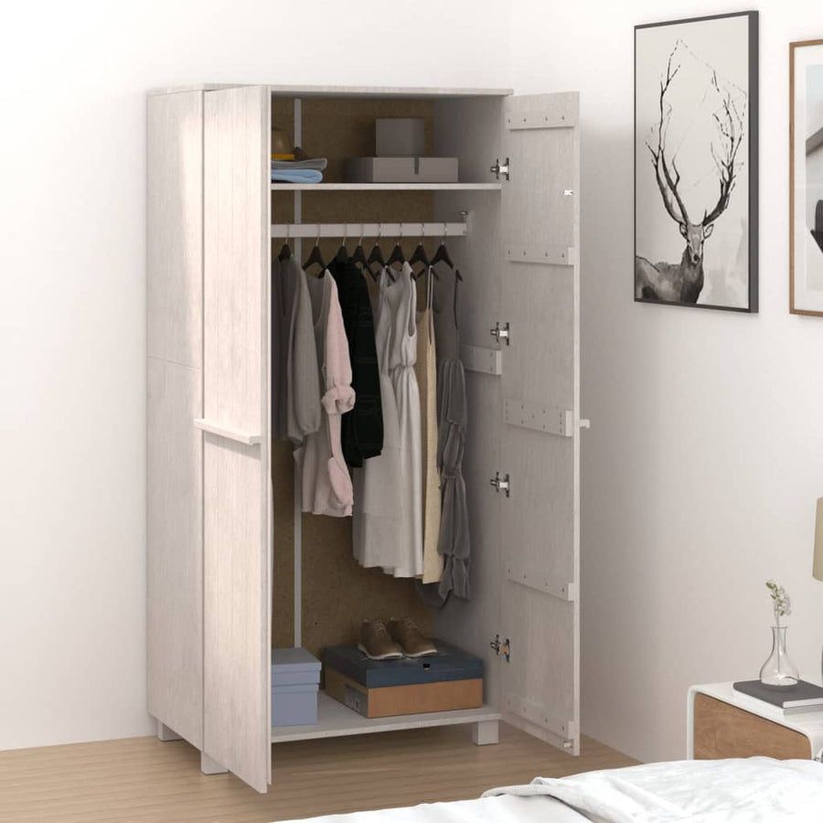 Kledingkast Hamar 89X50X180 Cm Massief Grenenhout Wit