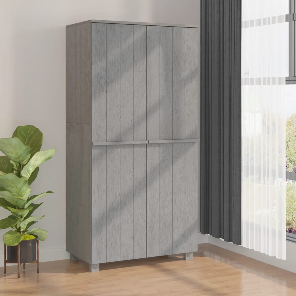 Kledingkast HAMAR 89x50x180 cm massief grenenhout lichtgrijs