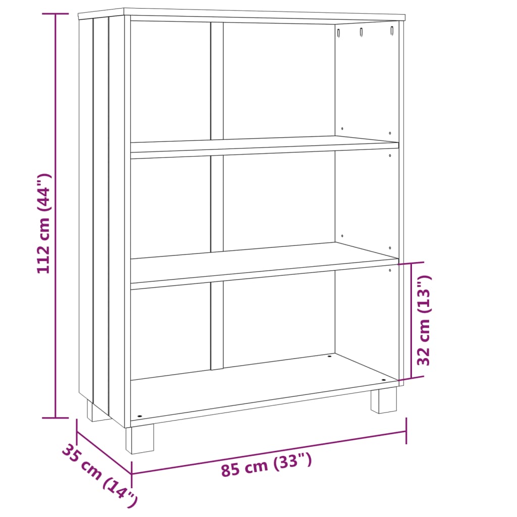 Boekenkast Hamar 85X35X2 Cm Massief Grenenhout Honingbruin