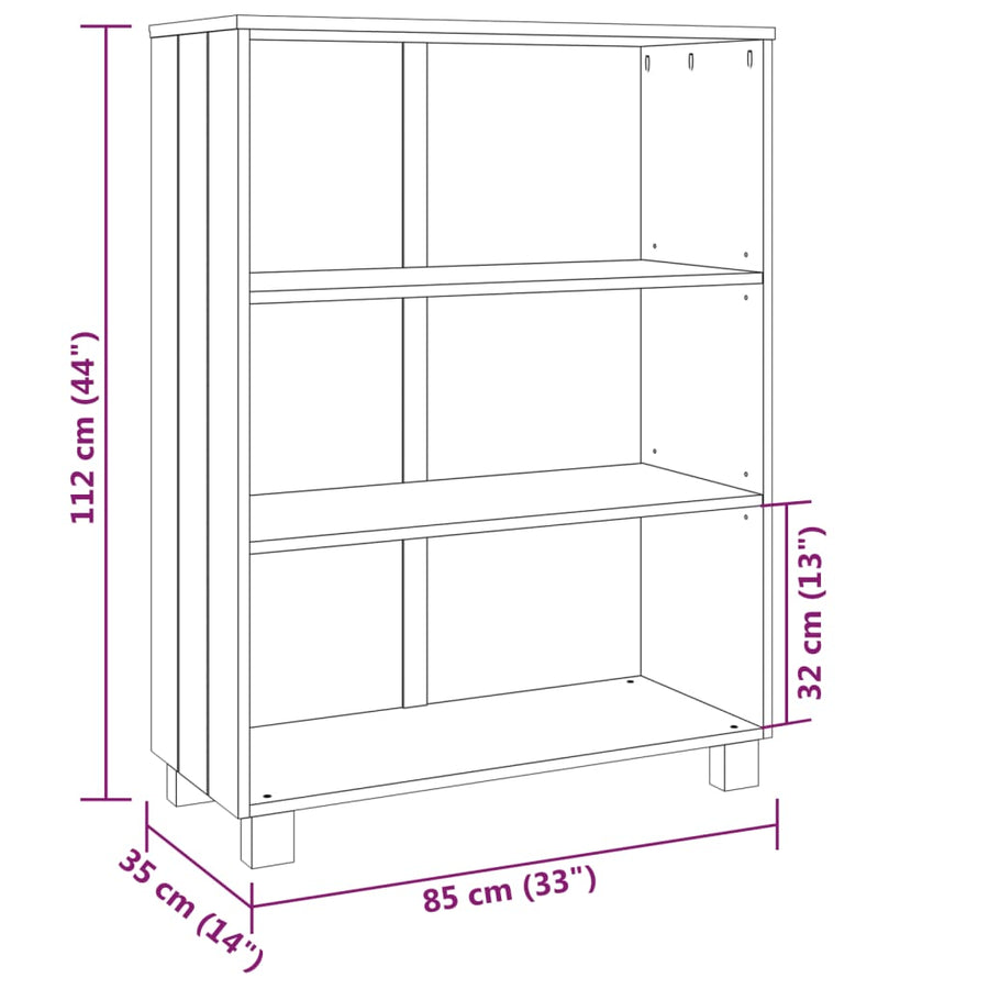 Boekenkast Hamar 85X35X2 Cm Massief Grenenhout Honingbruin