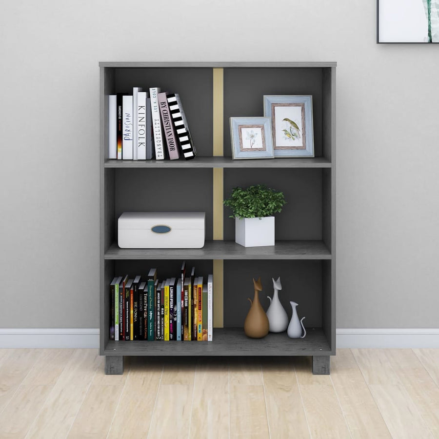 Boekenkast Hamar 85X35X2 Cm Massief Grenenhout Donkergrijs