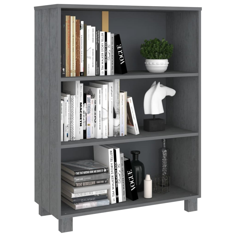 Boekenkast Hamar 85X35X2 Cm Massief Grenenhout Donkergrijs
