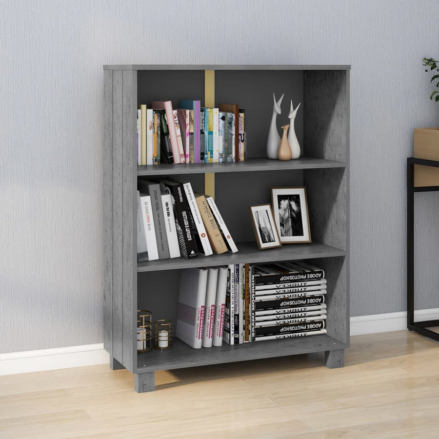 Boekenkast Hamar 85X35X2 Cm Massief Grenenhout Donkergrijs