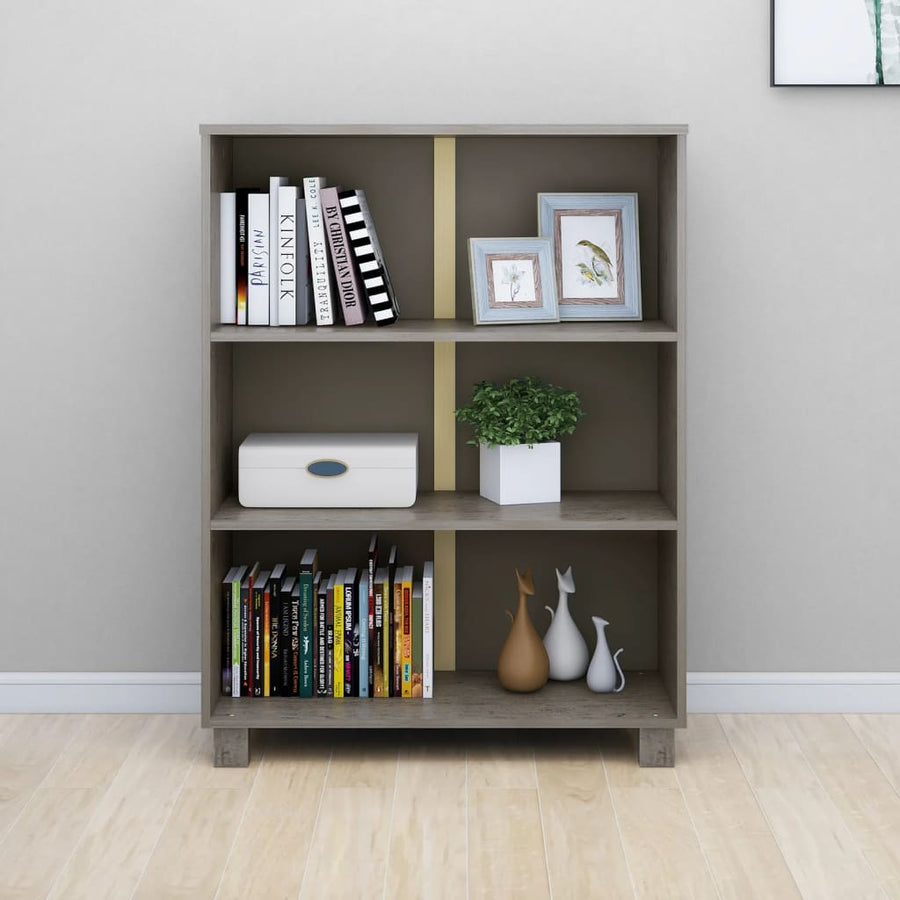 Boekenkast Hamar 85X35X2 Cm Massief Grenenhout Lichtgrijs