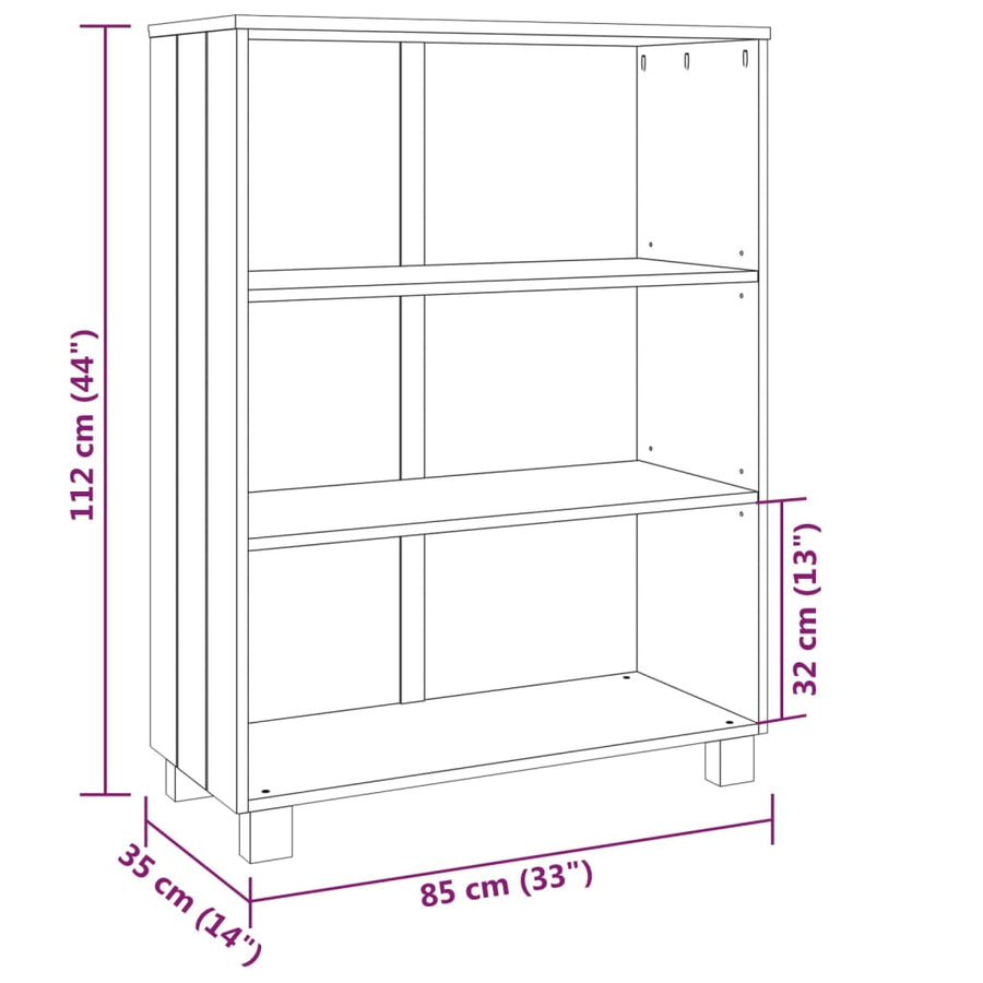 Boekenkast Hamar 85X35X2 Cm Massief Grenenhout Lichtgrijs