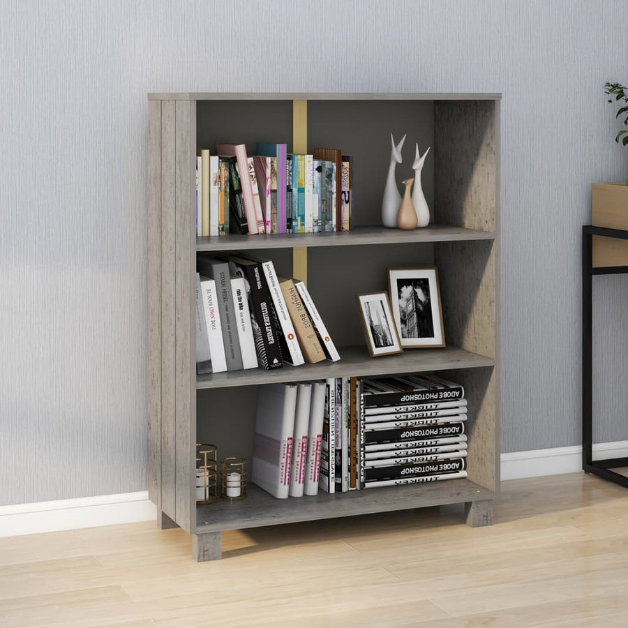 Boekenkast Hamar 85X35X2 Cm Massief Grenenhout Lichtgrijs