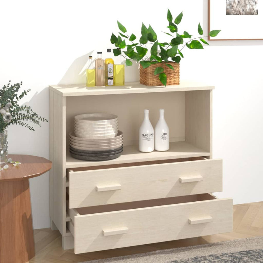 Dressoir Hamar 85X35X80 Cm Massief Grenenhout Honingbruin