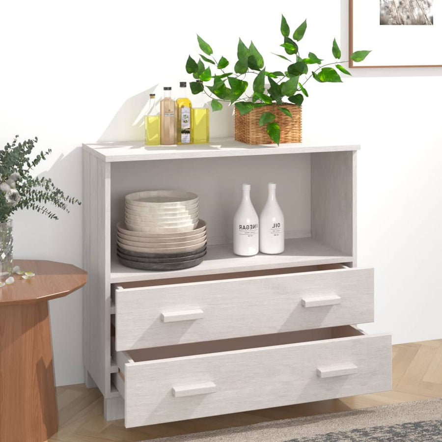 Dressoir Hamar 85X35X80 Cm Massief Grenenhout Wit