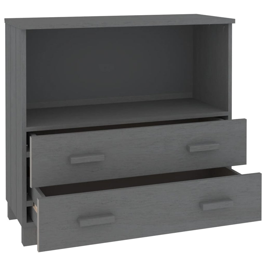 Dressoir Hamar 85X35X80 Cm Massief Grenenhout Donkergrijs